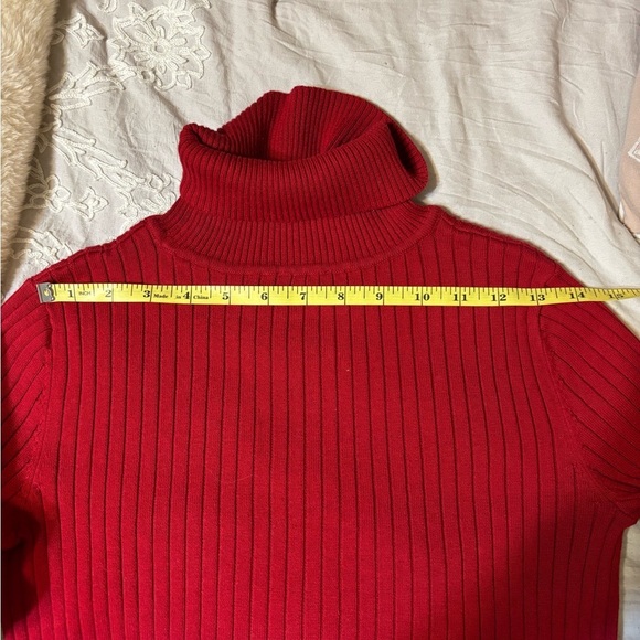 Red Turtleneck Sweater Talbots 100% Cotton - Picture 6 of 7
